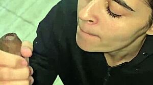 Lovely wife sucks sailor until last drop of cum.