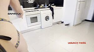 Perfect Asian ladyboy with awesome body dominates Amadora in doggy style deepthroat