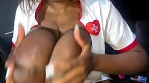 Ebony Nurse Solo Before Work