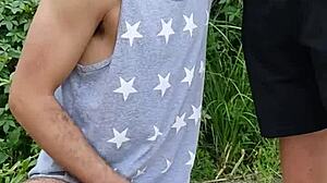 I sucked the farmer in the ration field while his friend filmed