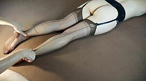 Horny Milf Gets Soles Massaged in Sexy Stockings