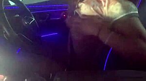 I was playing with his big black cock in the car, giving a sloppy blowjob.