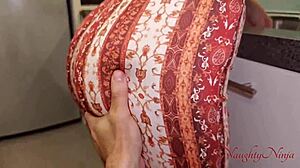 Curvy cleaner lady takes big cock doggystyle for extra cash