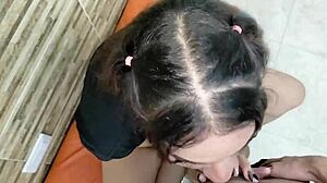 Stepsister reconciles and licks balls in taboo fucking.