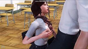 Brunette Student Sucks Teacher's Cock Intensely In Classroom