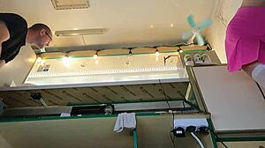 Super Sexy Slim 18+ Chick in Pear Thongs Working Outdoors