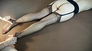 Horny Milf Gets Soles Massaged in Sexy Stockings