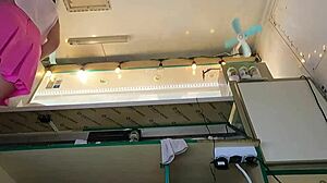 Super Sexy Slim 18+ Chick in Pear Thongs Working Outdoors