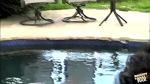 sexy couple fucks hot by pool in doggystyle