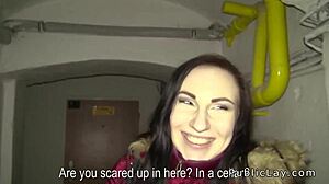 European brunette amateur banged publicly