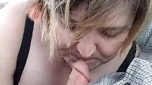 bbw wife liz giving blowjob on the roadside again! 🚗💦