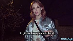 Ginger Babe Squirts on Cock Publicly