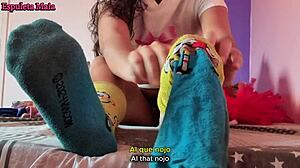 i guide handjob while feet worshipped and foot sniffer waits for mistress to tell him to smell dirty socks until he cums