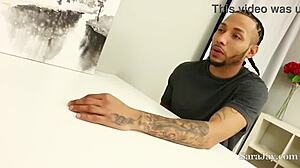 Hot HR lady Sara Jay gives interracial boobjob after hardcore fuck