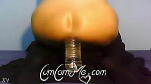hot big ass girl rides bottle in webcam cumshot