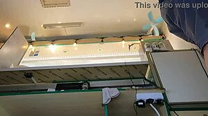 Super Sexy Slim 18+ Chick in Pear Thongs Working Outdoors