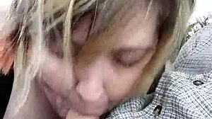 bbw wife liz giving blowjob on the roadside again! 🚗💦