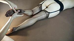 Horny Milf Gets Soles Massaged in Sexy Stockings