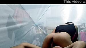 Latina flashes in dorm, leading to passionate encounter