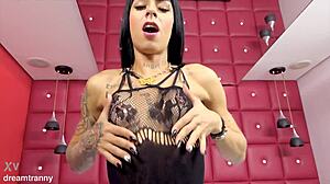 natural tranny sabrina lins masturbating while butt plugged