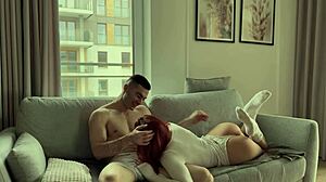 Hot girl with big tits rides cock intensely in doggystyle position