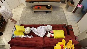 Hot wife Thay Ksada fucks delivery boy on sofa, cuckold style