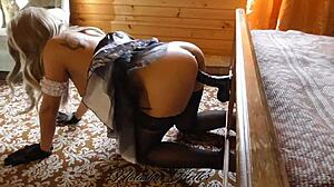 A french maid gets carried away with a black dick