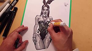 i drawed a hot sexy girl in latex with quick sketch markers