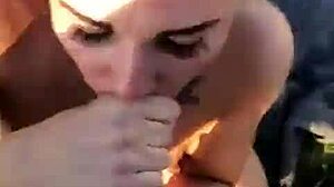 perfect blowjob with handjob and deepthroat outdoor fucking