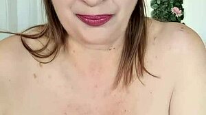 stepmother teases stepson with huge natural tits in lingerie