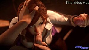 asuka kazama in wild threesome with deepthroat and cum