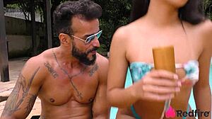 well-endowed couple invites friend for double penetration with melissa hot