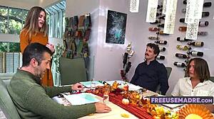 Thanksgiving Freeuse Foursome with Milf's Big Boobs Bouncing in Group Action