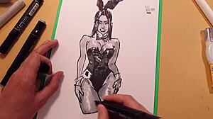 i drawed a hot sexy girl in latex with quick sketch markers