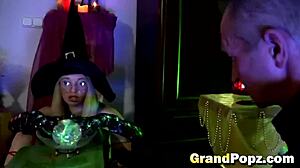 Blonde teen 18+ rides old stud in reverse cowgirl