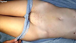 Paint brush teases my stepsister's tight shaved pussy, making it wet and hairless in homemade kinky scene.