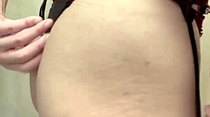 serious uniform japanese girl in embarrassing panties gets clit bell and anal training