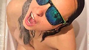 my hot wife's bath blowjob and handjob with fiery nails