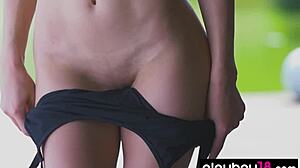 Eastern European Teen Hottie Gloria Sol Strips Outdoors