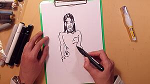 i drawed a hot sexy girl in latex with quick sketch markers