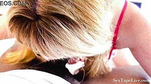 Sexy blonde MILF performs oral on black African partner