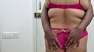 Ebony Girl In Bikini With Big Tits And Ass Gives Husband A Handjob