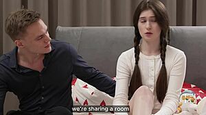 unlawful threesome teens laid by stepdad in hd!