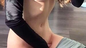 Petite Slut's Horny Yoga Session With Mirror Fingering