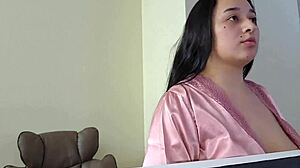 Latina Neighbor Boldly Fucks During Work Video Call, Fingering Herself Wetly While Masturbating To Creampie Climax