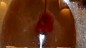 girl rips clothes and plays with pink toy in shower 😏