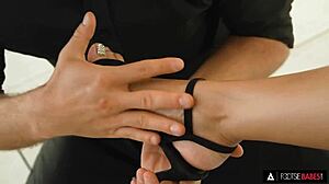 In this casual narrative, stunning Sarah cute seduces men with her curves, feet, and deepthroat skills