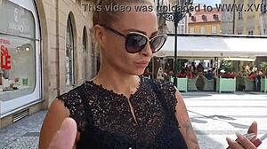 A tourist spots pornstar Dominno on the street and takes her to his hotel for a quick fuck