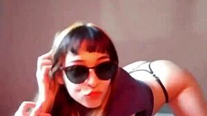 latina teen inserts marbles into tight wet pussy on bed