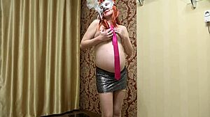 Pregnant milf says, 'come see my hairy pussy'